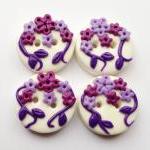 Purple flowers - set of 4 p..