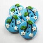 Blue flowers - set of 4 pol..