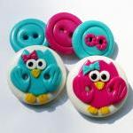 Pink & Blue owls - set of 5..