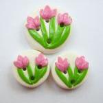 Pink tulips - set of 3 poly..
