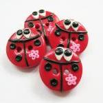 Lady bugs - set of 4 polyme..