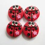 Lady bugs - set of 4 polyme..