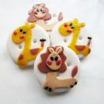 Giraffe and Lion - set of 4..
