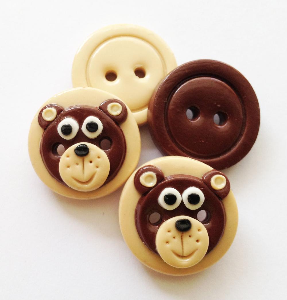 Little bear - set of 4 polymer clay buttons