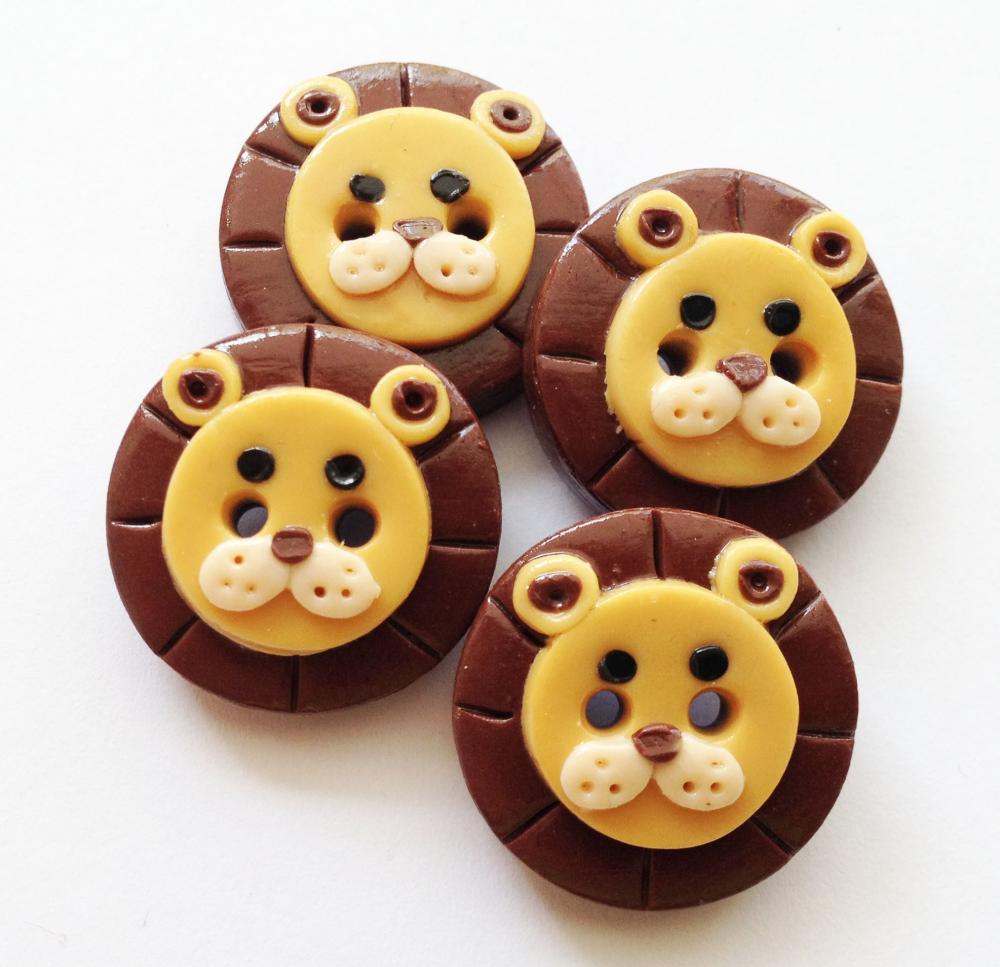 Little lions - set of 4 polymer clay buttons