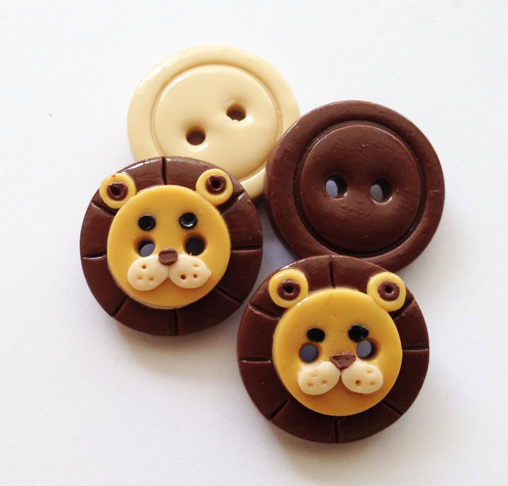 Little lions - set of 4 polymer clay buttons