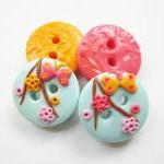 Flowers - set of 4 polymer ..