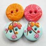Flowers - set of 4 polymer ..
