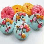 Flowers - set of 4 polymer ..