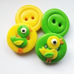 Little ducks - set of 4 polymer clay buttons